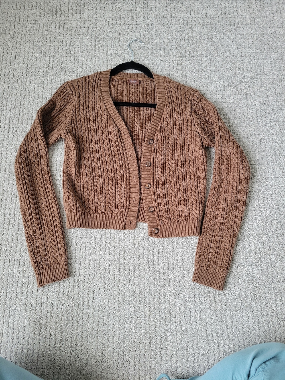 Brown Cable Knit Button-Up Women’s Sweater Cardigan